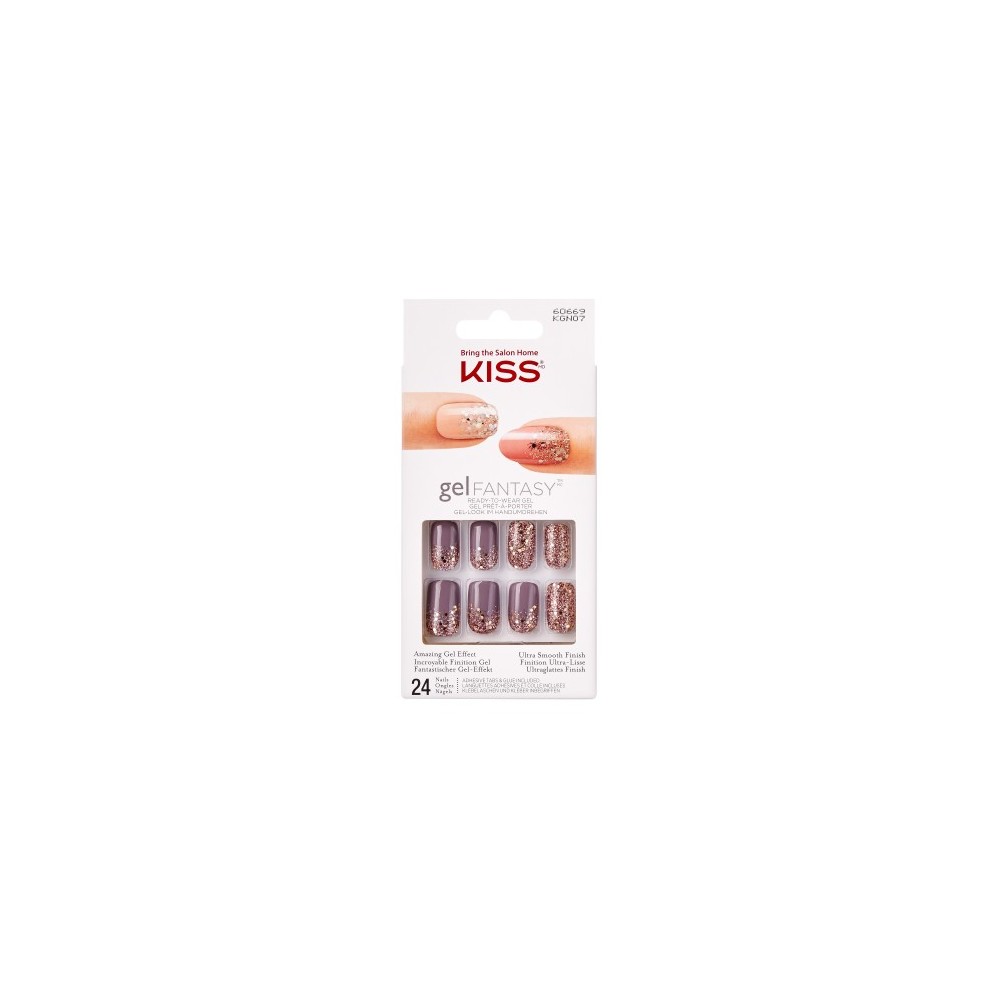 Kiss Gel Fantasy 24 Unghie Artificiali Glitterate Kgn07C 