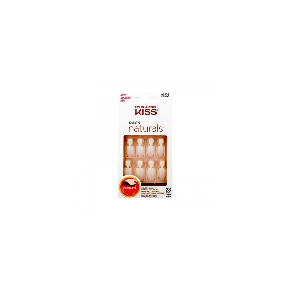 Kiss Salon Naturals 28 Unghie Artificiali Bianche Ksn03C 