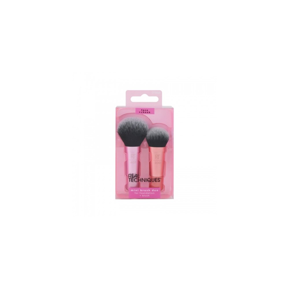Real Techniques Mini Brush Duo 2 Mini Pennelli Per Fondotinta E Blush 