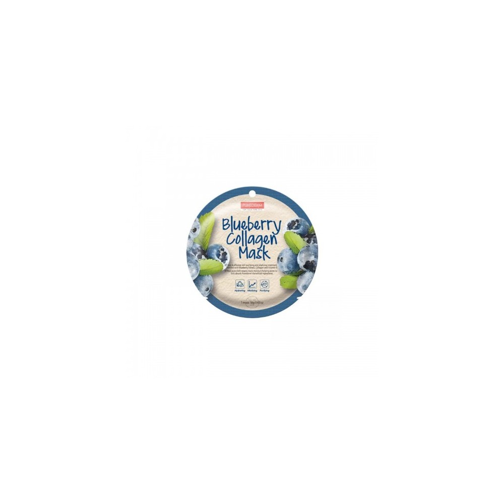 Purederm Blueberry Collagen Mask Maschera Viso Al Mirtillo 