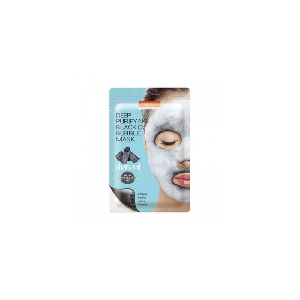 Purederm Deep Purifying Black O2 Bubble Mask Charcoal Maschera Purificante 