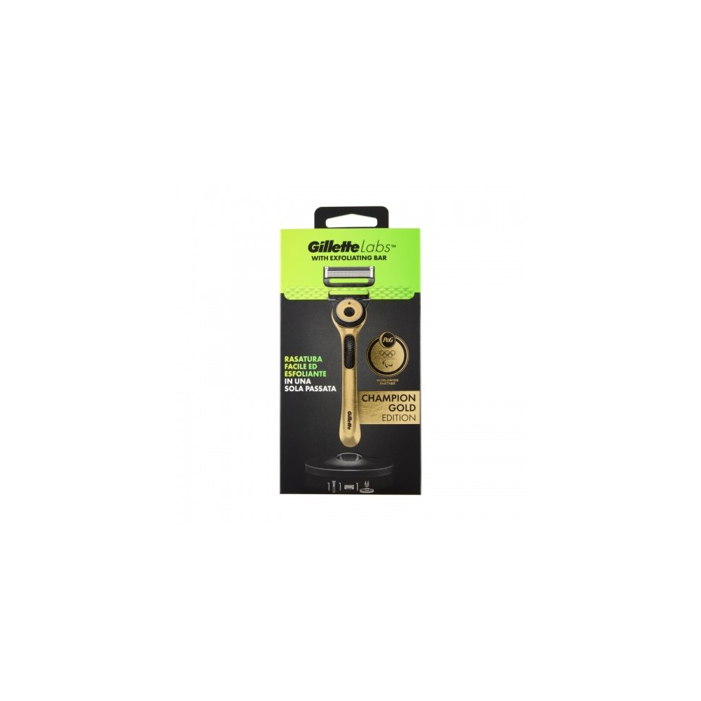 Gillette Labs Rasoio Champion Gold Edition + Manico + Lametta + Base 