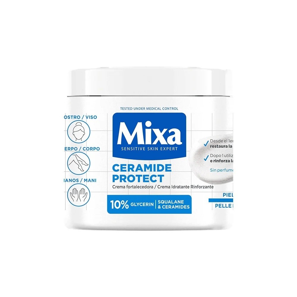 Mixa Ceramide Protect Crema Idratante Rinforzante Viso Corpo Mani 400 ml 