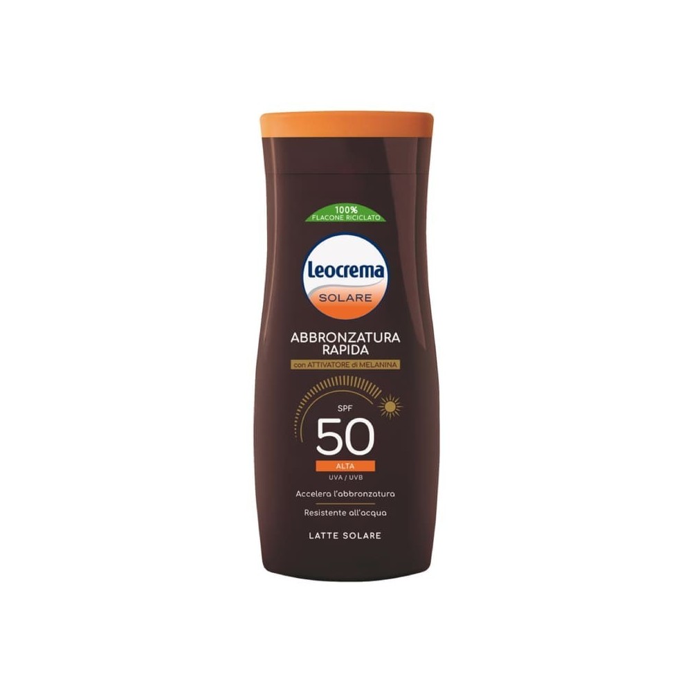 Leocrema Latte Solare Abbronzatura Rapida Resistente All'Acqua SPF50 200 ml 