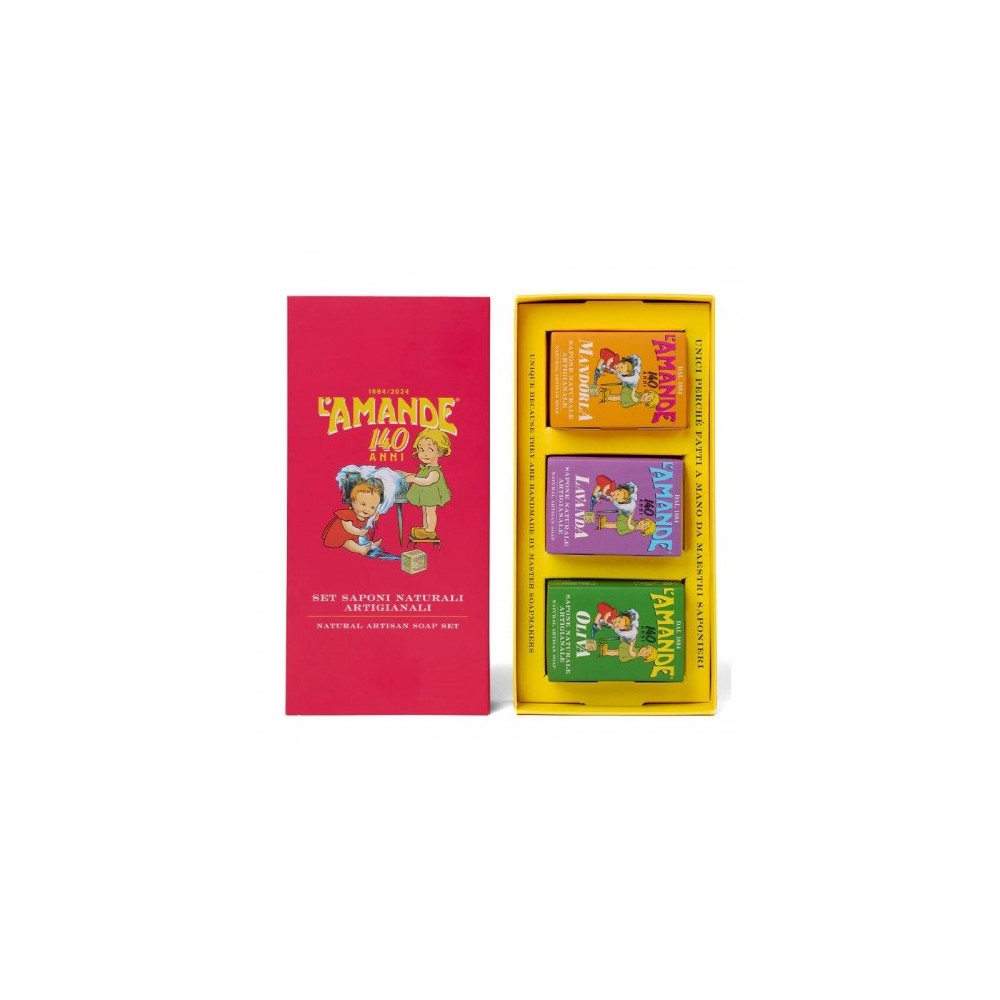 L'Amande Mandorla + Oliva + Lavanda Set Regalo Saponi Artigianali 