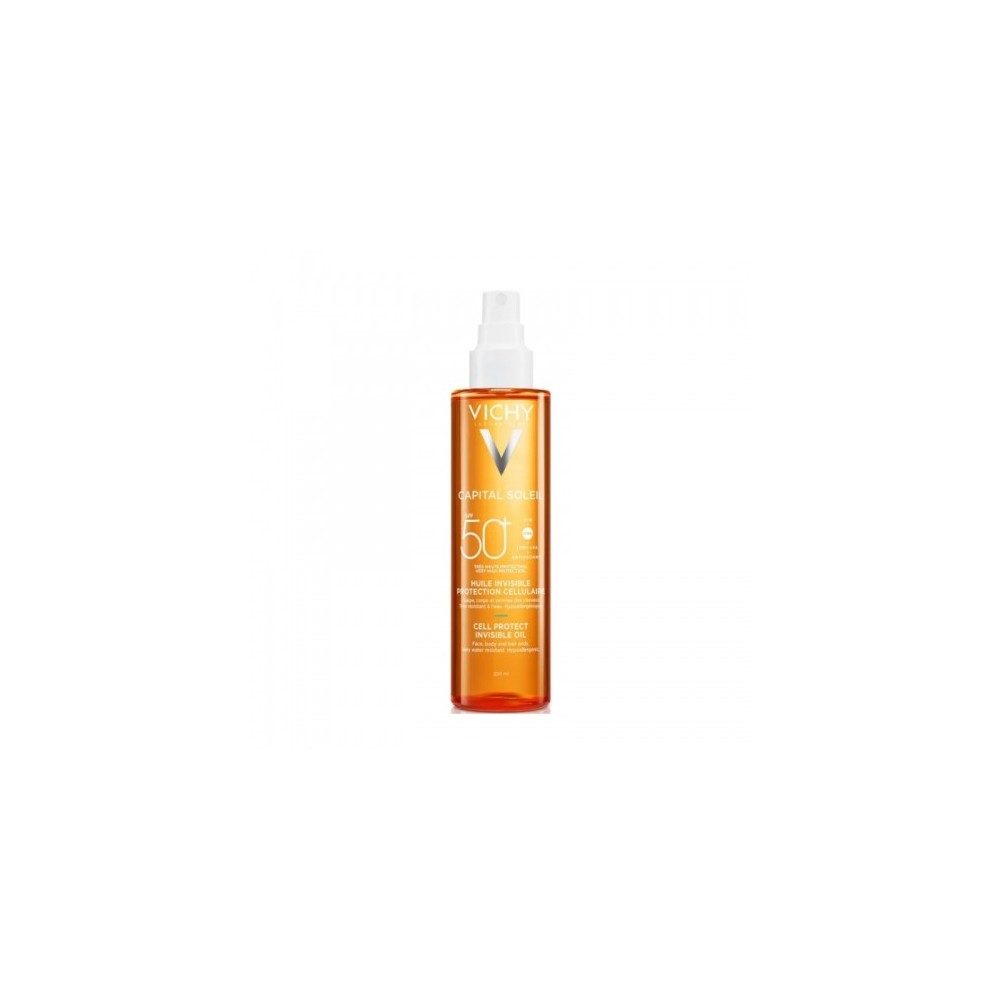 Vichy Crema Solare 50+ SPF Spray Olio Invisibile Capital Soleil Cell Protect Protezione Molto Alta 200 Ml 
