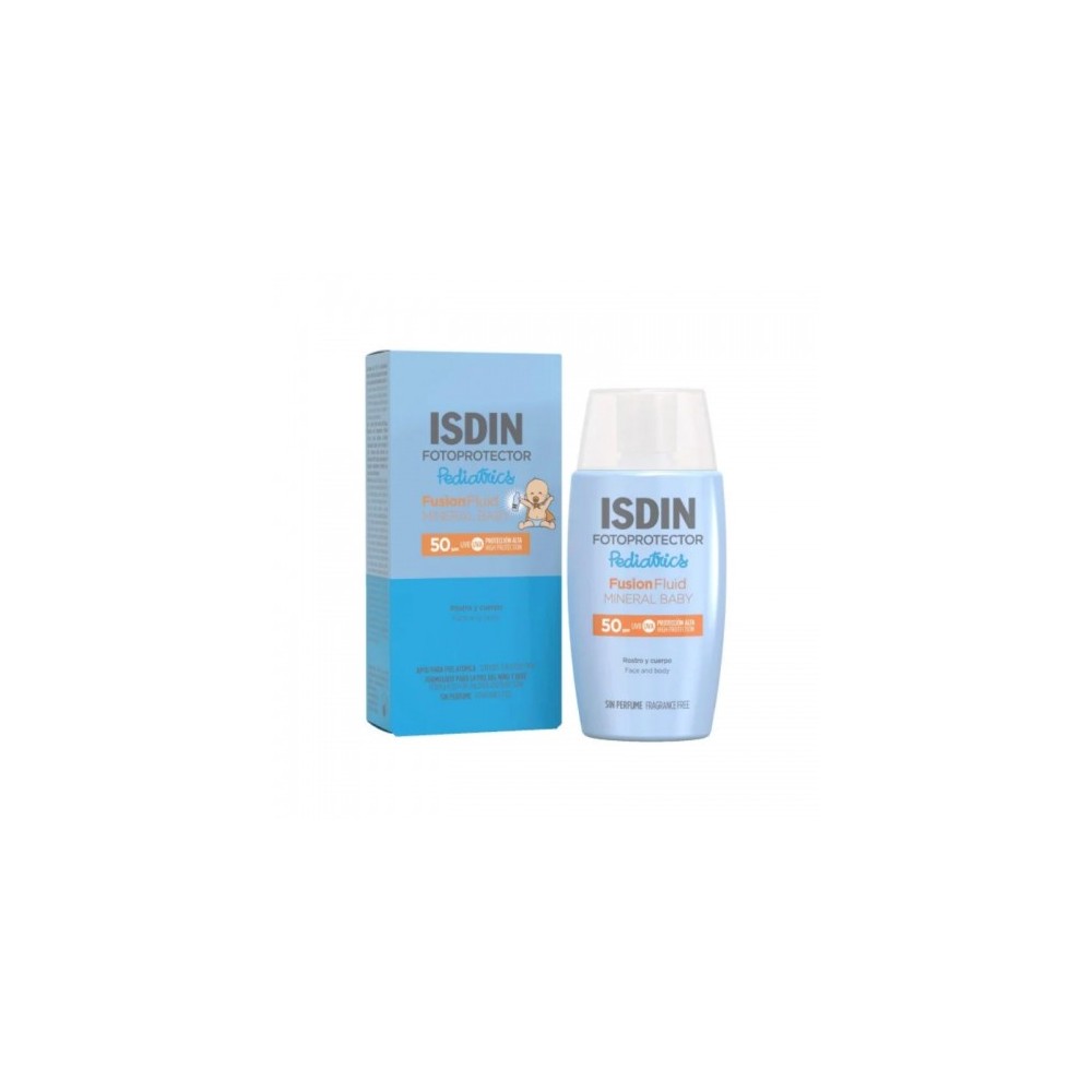 Isdin Crema Solare Viso 50 SPF Fluido Fusion Fluid Mineral Baby Pediatrics Protezione Alta 50 Ml 