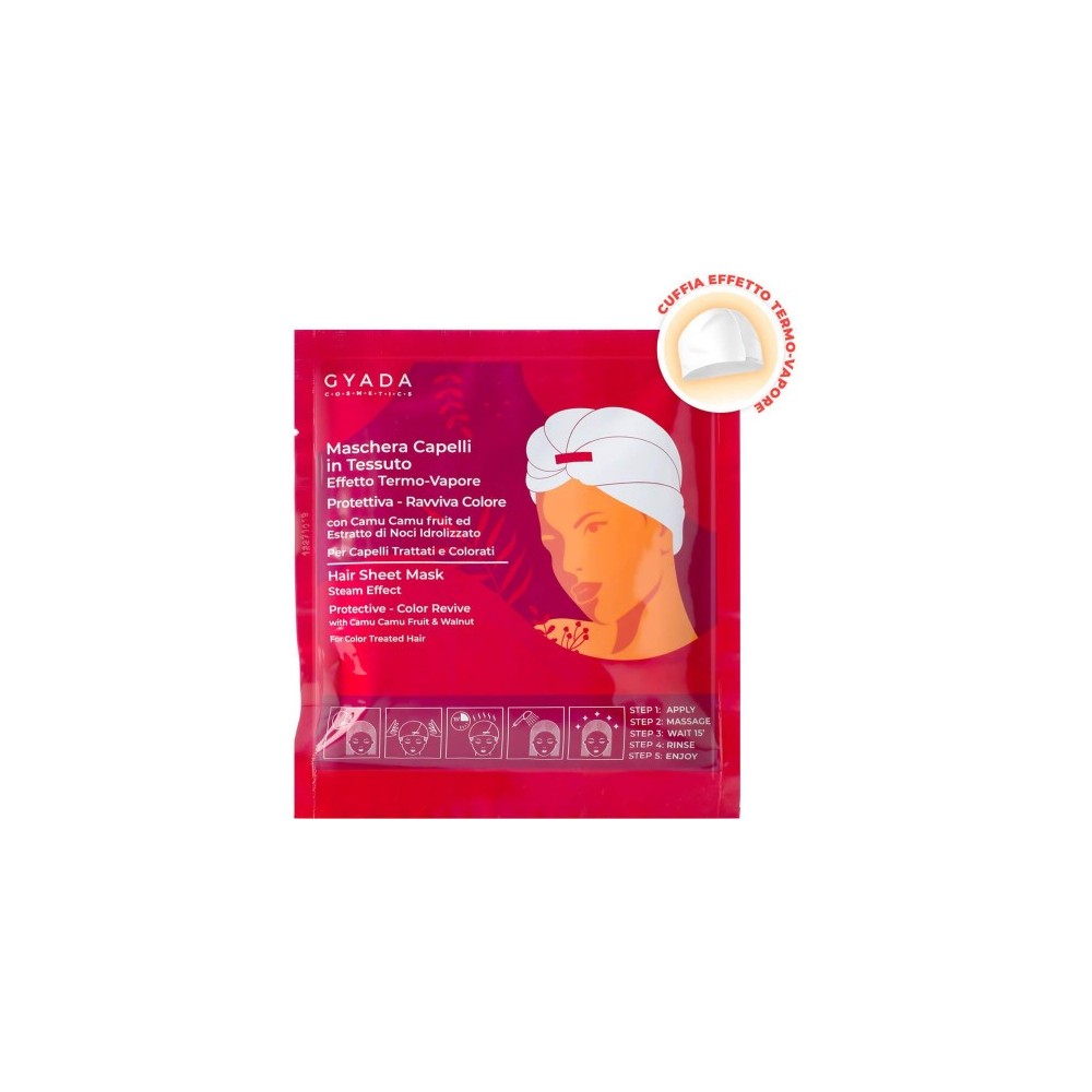 Gyada Cosmetics Maschera Capelli In Tessuto Effetto Termo-Vapore Protettiva E Ravviva Colore 60 Ml 