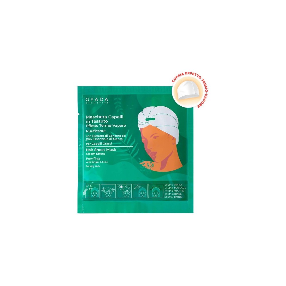 Gyada Cosmetics Maschera Capelli In Tessuto Effetto Termo-Vapore Purificante E Antiforfora 60 Ml 