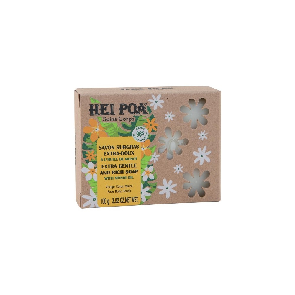 Hei Poa Soins Corps Savon Surgras Extra Doux A L'Huile De Monoi 100 Ml 