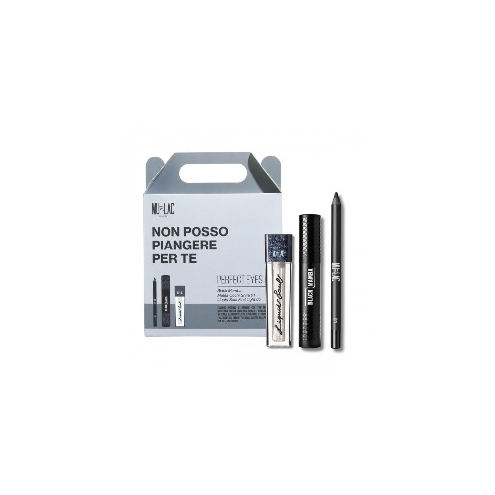 Mulac Non Posso Piangere Per Te Perfect Eyes Kit - Ombretto Liquido Glitter Trasparente + Mascara Allungante + Matita Occhi Nera 
