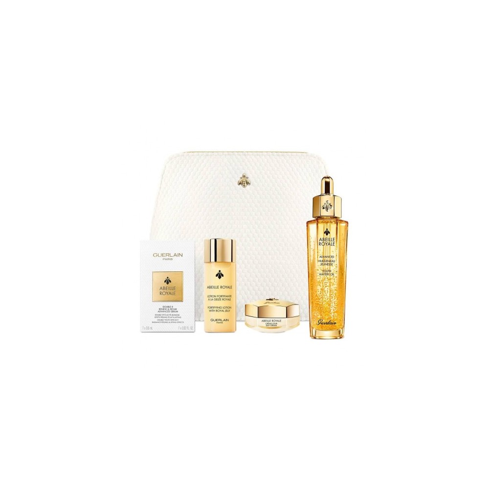 Guerlain Abeille Royale - Advanced Youth Watery Oil + Lotion Fortifiante + Double R Renew & Repair Advanced Serum + Crema Giorno 