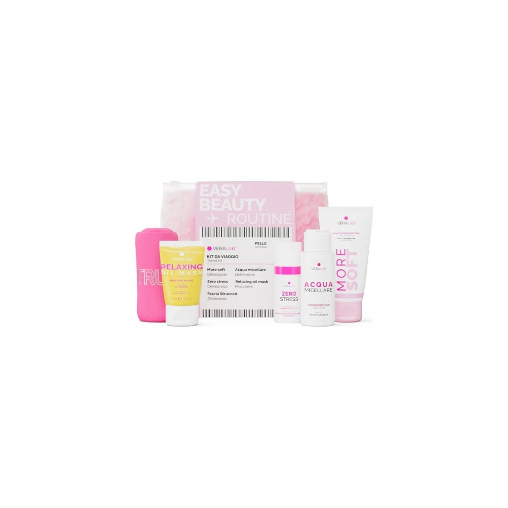 Veralab Easy Beauty Routine Pelle Sensibile - Kit Travel Completo Per La Cura Del Viso per Pelli Sensibili 