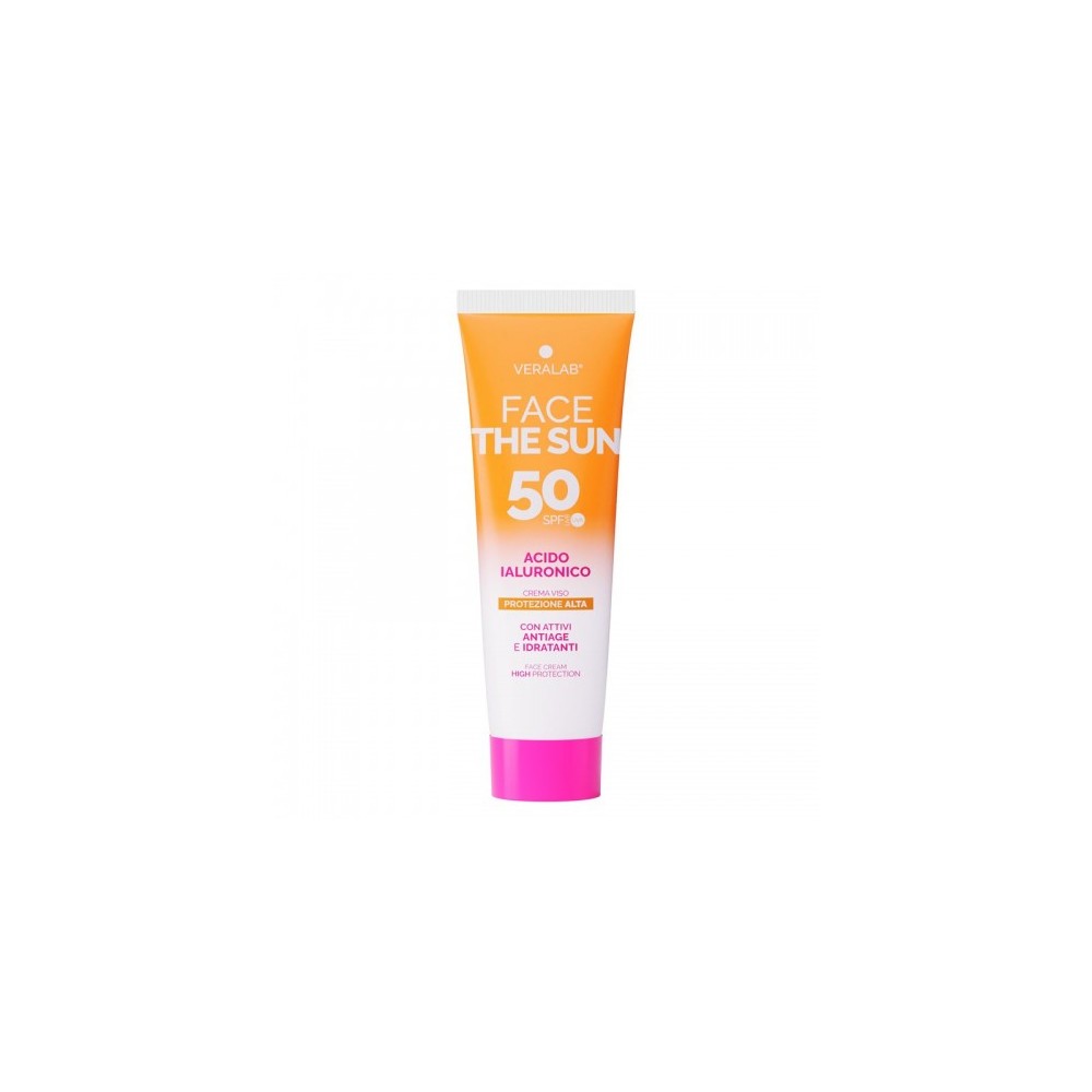 Veralab Face The Sun Spf 50 Acido Ialuronico - Protezione Solare Viso Antiage E Idratante 50 Ml 