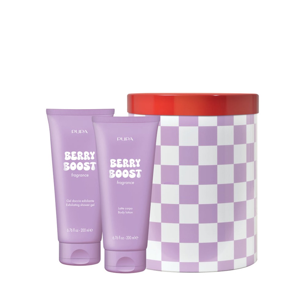 Pupa Kit Happy Box Berry Boost - Gel Doccia Esfoliante 200 Ml + Latte Corpo Idratante 200 Ml 