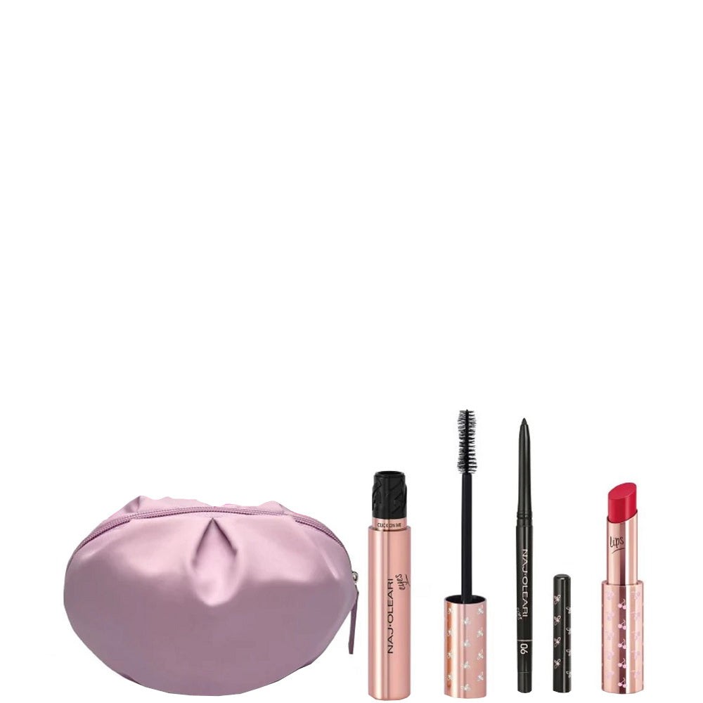 Naj-Oleari Extra Volume Mascara Sweet Cupcake Kit - Mascara Nero + Eyeliner & Kajal N. 06 Nero Intenso + Lipstick N. 10 