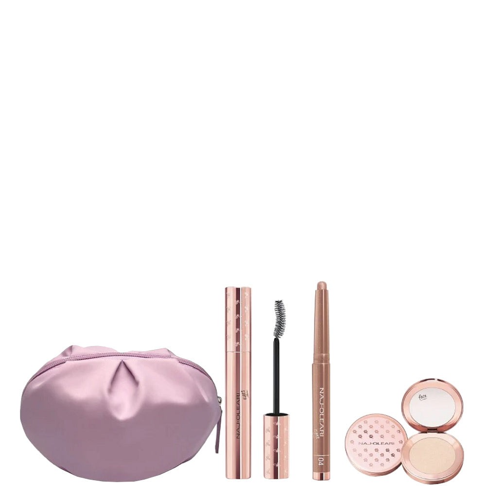 Naj-Oleari Macaron Dream Kit - Marvelous Curl Mascara Nero + Absolute Stay Eyeshadow N. 04 + Velvet Moon Highlighter 