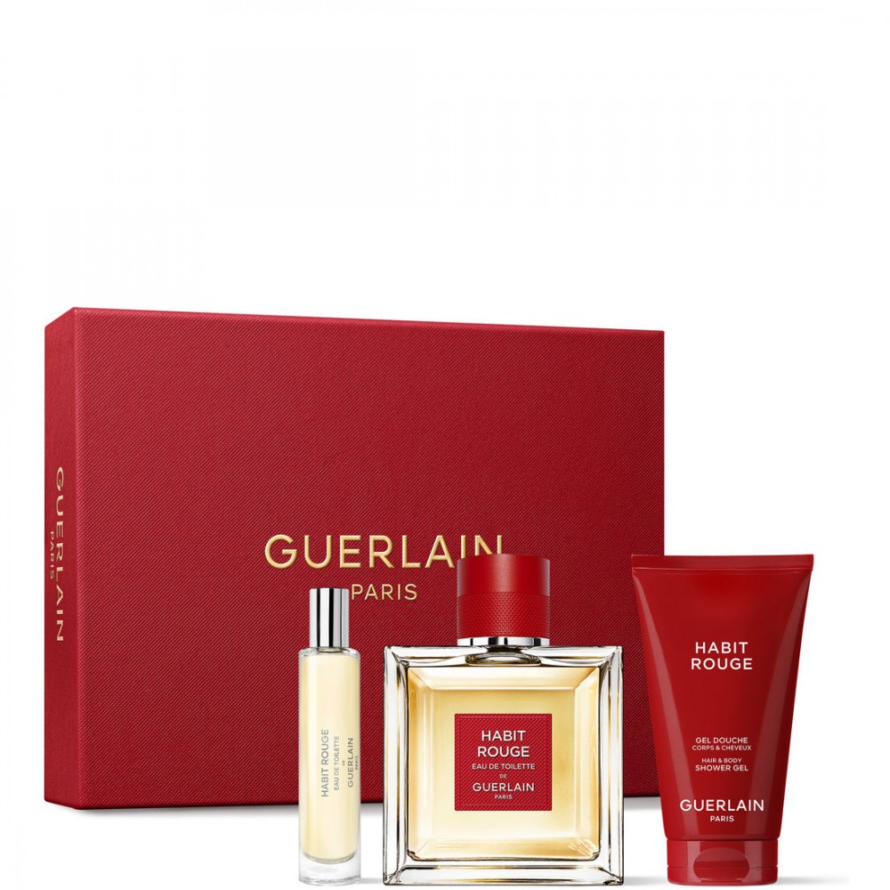Guerlain Habit Rouge - Eau De Toilette Uomo 100 Ml Vapo + Eau De Toilette 10 Ml Vapo + Gel Douche 75 Ml 