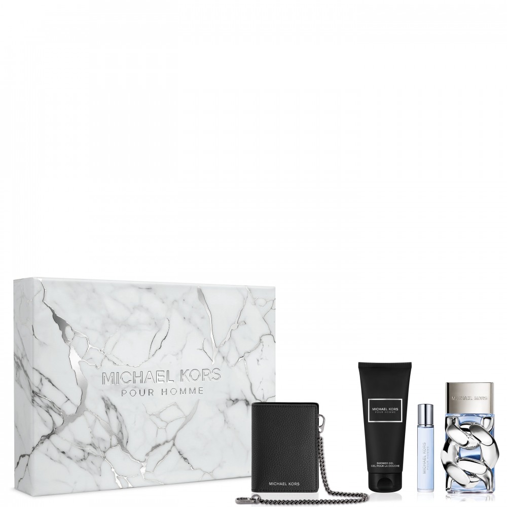 Michael Kors Pour Homme - Edp 100 Ml + Edp Travel Spray 10 Ml + Shower Gel 100 Ml + Portafoglio Nero 