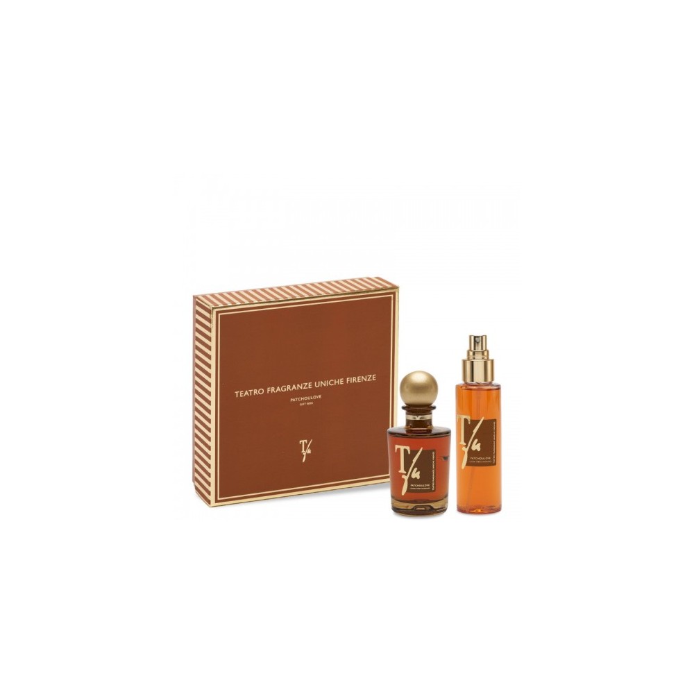 Teatro Fragranze Uniche Patchoulove - Diffusore Ambiente Con Bastoncini 100 Ml + Profumatore Spray Per Tessuti 100 Ml 