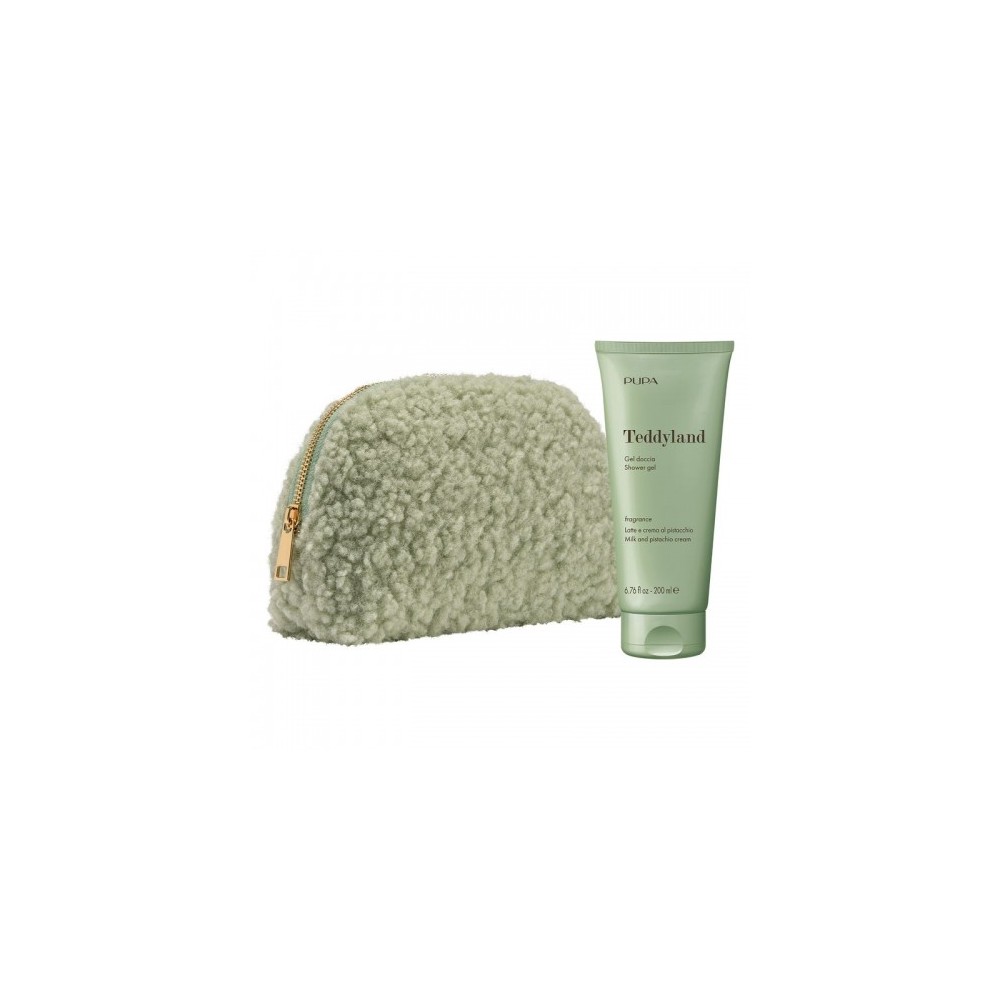Pupa Teddyland Latte E Crema Al Pistacchio - Gel Doccia 200 Ml + Pochette Small In Tessuto 