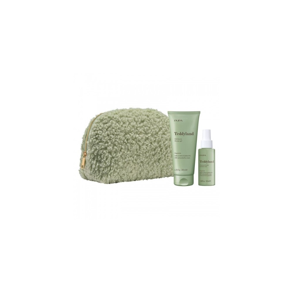 Pupa Teddyland Latte Crema Al Pistacchio - Gel Doccia 200 Ml + Acqua Profumata 100 Ml + Pochette Big In Tessuto Teddy 
