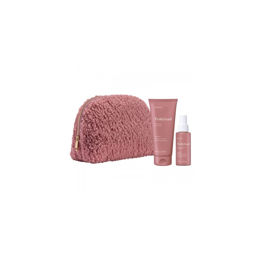 Pupa Teddyland Latte Rosa E Cannella - Gel Doccia 200 Ml + Acqua Profumata 100 Ml + Pochette Big In Tessuto Teddy 