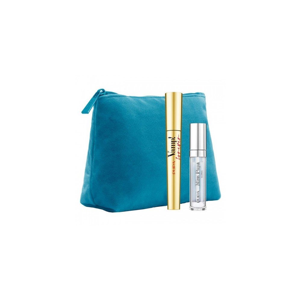 Pupa Kit - Mascara Vamp Forever N. 111 Black + Lucidalabbra Miss Gloss + Pochette Super Soffice 
