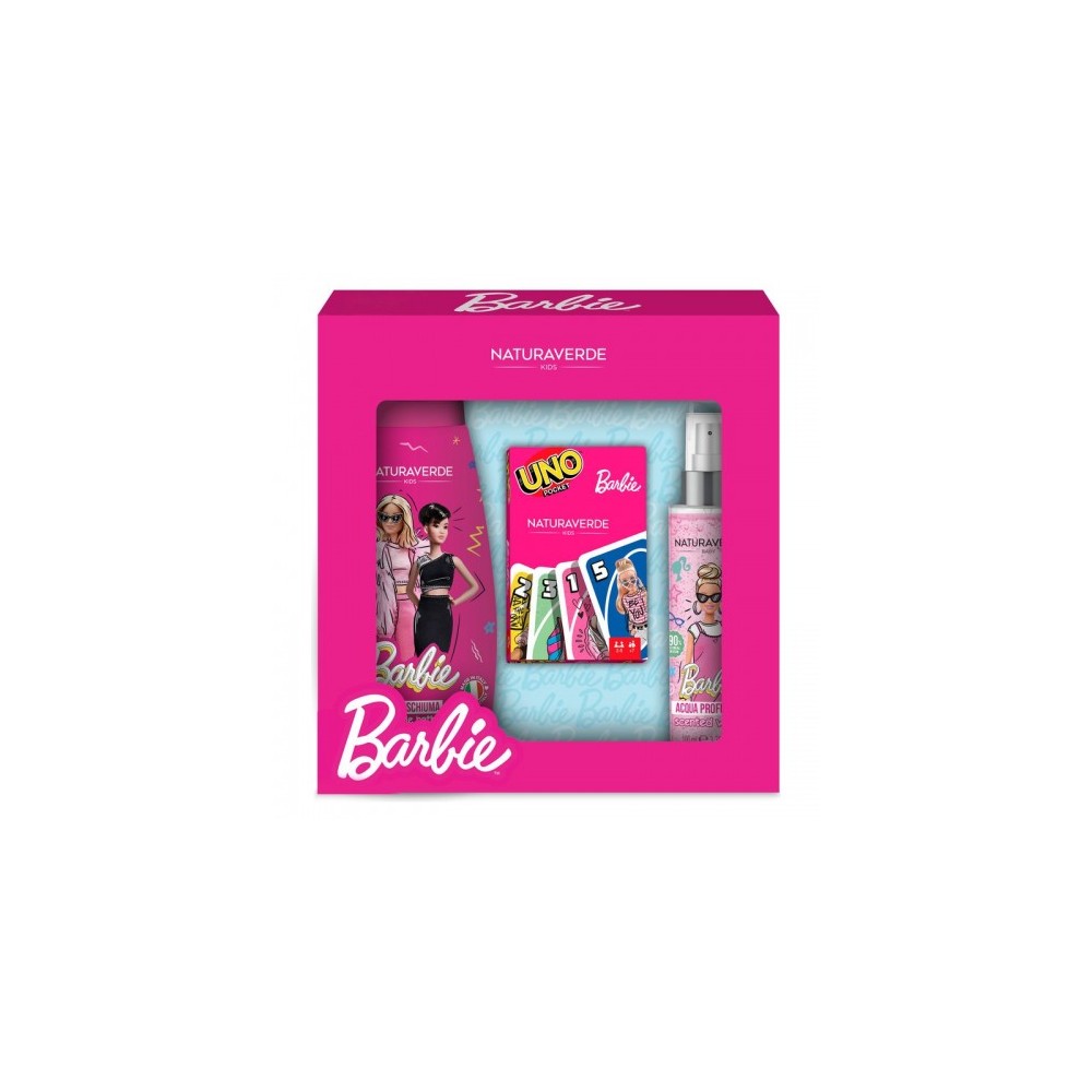 Naturaverde Cofanetto Barbie - Acqua Profumata 100 Ml + Bagno Schiuma 300 Ml + Carte Uno 