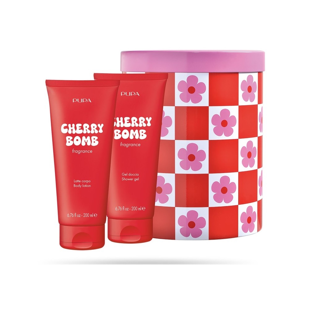 Pupa Happy Box Cherry Bomb - Gel Doccia 200 Ml + Latte Corpo 200 Ml + Confezione In Metallo 