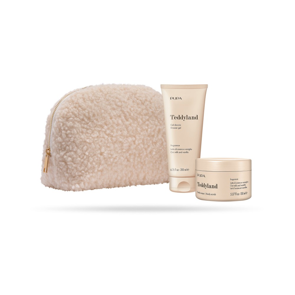Pupa Teddyland Latte Di avena e Vaniglia - Gel doccia 200 ml - Scrub Corpo 150 Ml + Pochette 