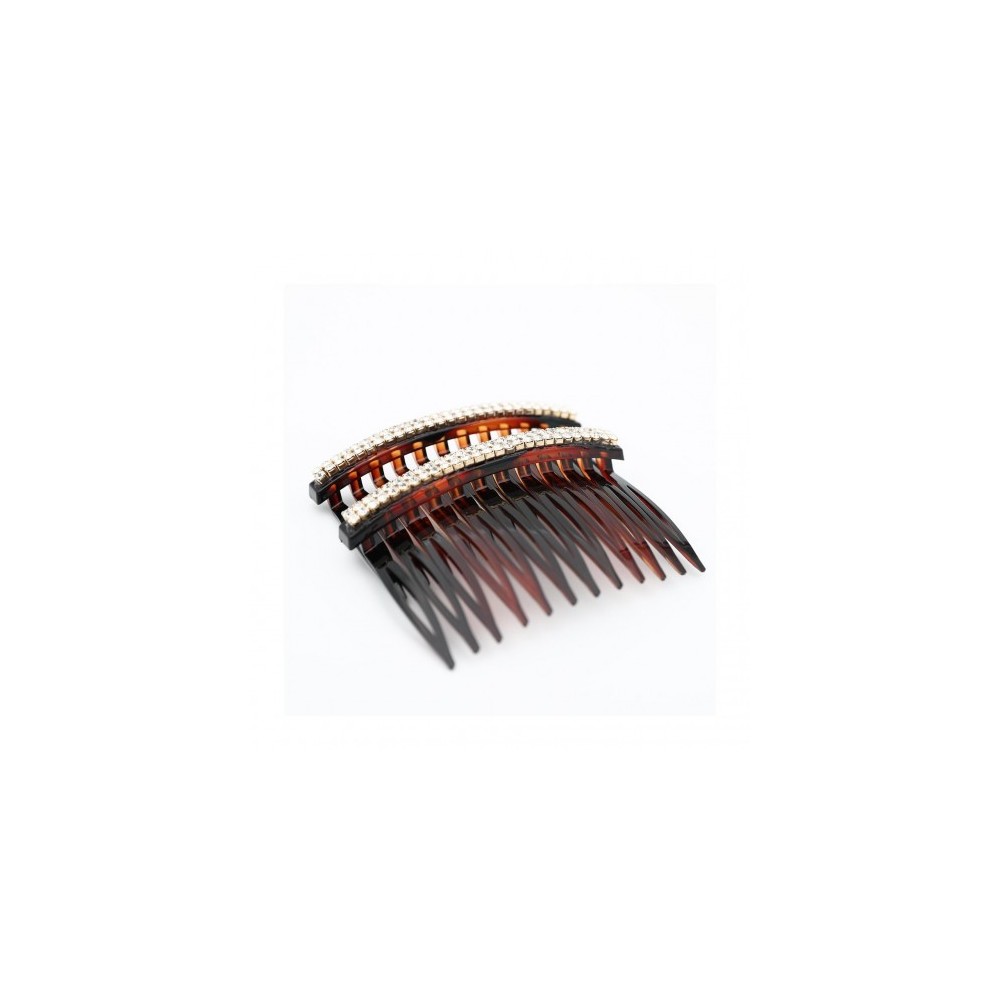 Ib Fashion Hair Pettine A Doppia Fila Tartaruga Con Strass per Capelli 