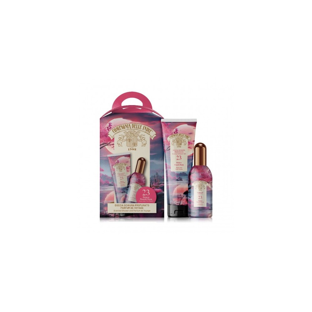 Compagnia Delle Indie 23 Rosa E Muschi Rosa - Doccia Schiuma 250 Ml + Parfum De Viyage 100 Ml 