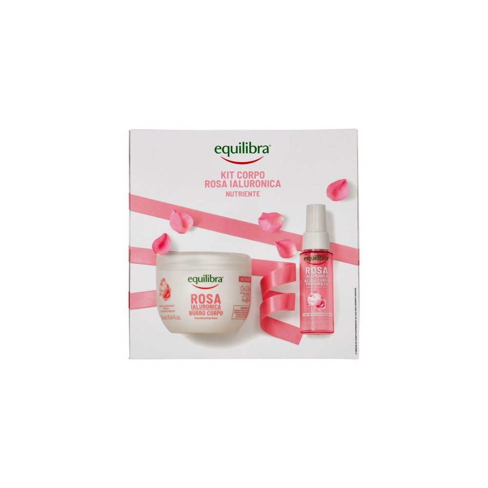 Equilibra Kit Corpo Rosa Ialuronica - Burro Corpo 300 ml + Acqua Corpo Profumata 50 ml 