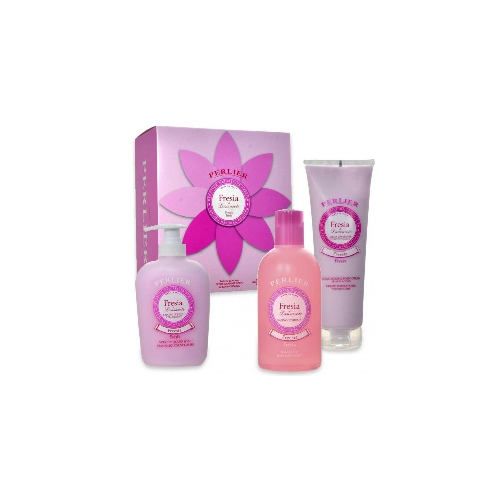 Perlier Fresia Di Lanzarote - Sapone Liquido 300 Ml + Bagno Schiuma 500 Ml + Crema Corpo 250 Ml 