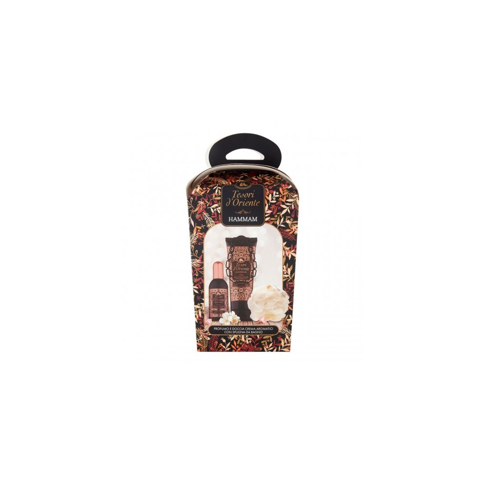Tesori D'Oriente Hammam - Profumo Aromatico 100 ml + Doccia Crema Aromatica 250 ml + Spugna da Bagno 