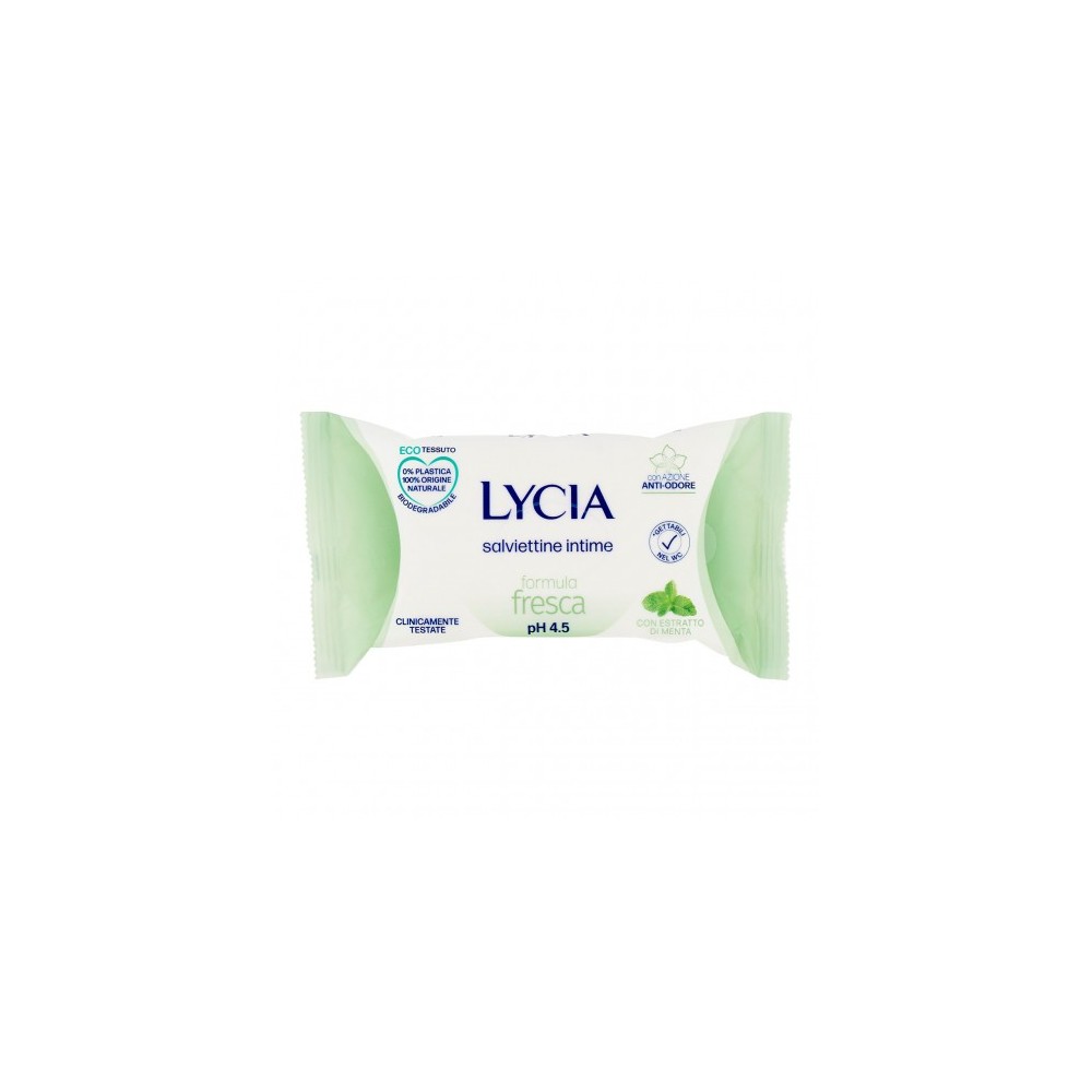 Lycia 12 Salviettine Intime Formula Fresca Con pH 4.5 con Estratto di Menta 