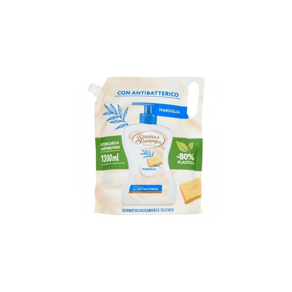 Spuma Di Sciampagna Marsiglia - Ricarica Sapone Crema con antibatterico 1300 ml 