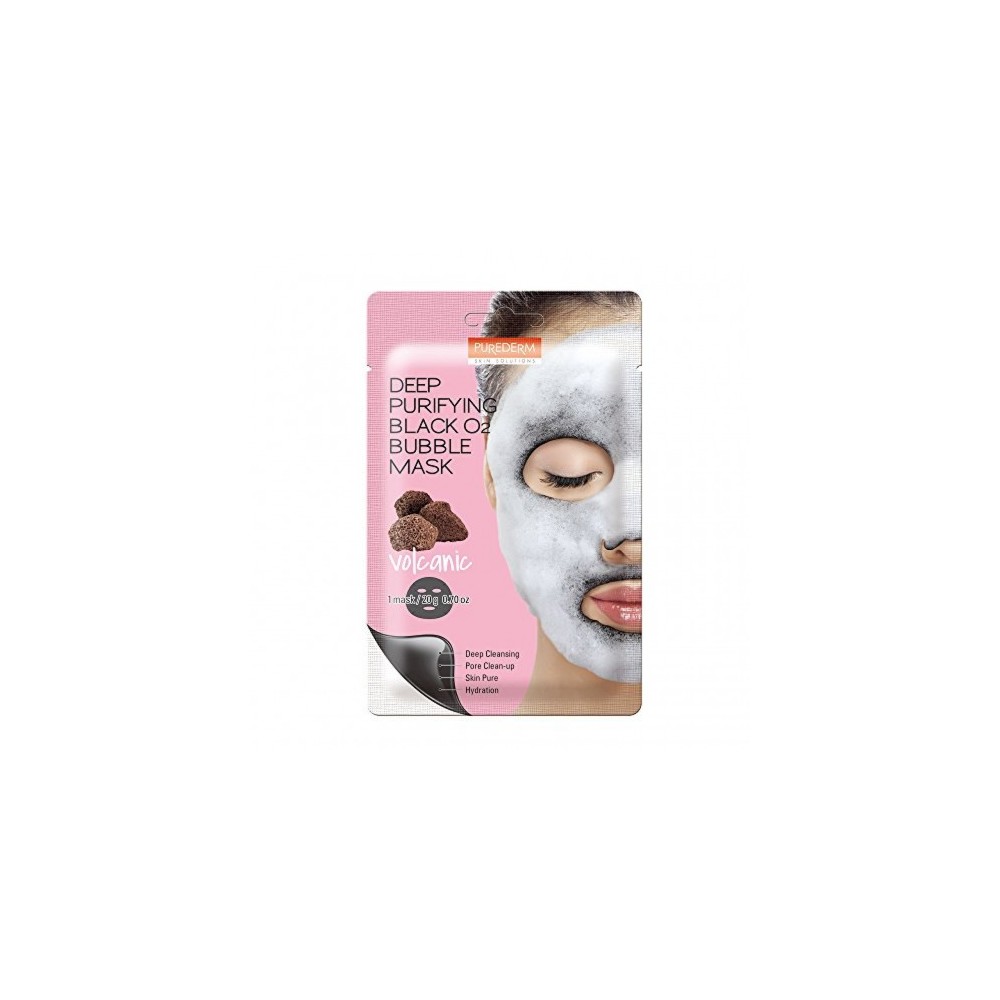 Purederm Deep Purifying Black O2 Bubble Mask Volcanic - Maschera In Tessuto Con Bolle Di Carbone 20 G 