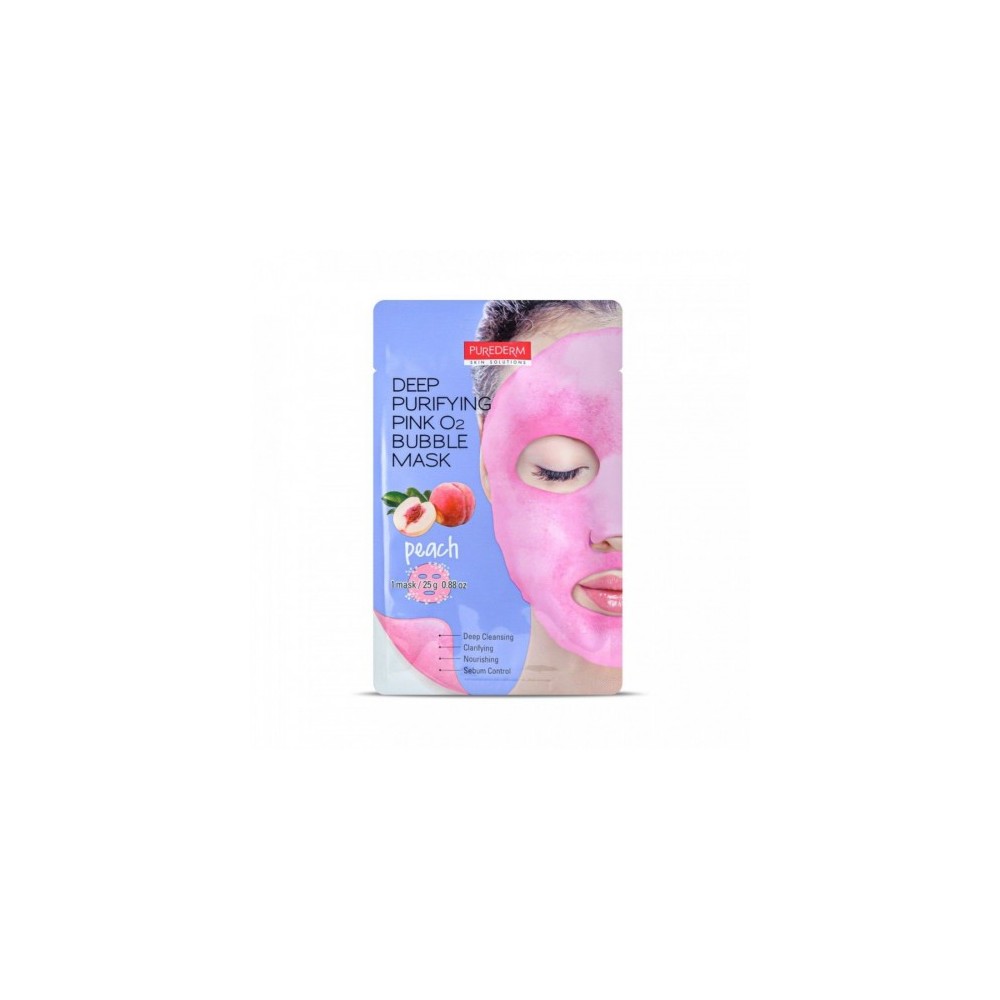 Purederm Deep Purifying Pink O2 Bubble Mask Peach - Maschera Viso 25 G 