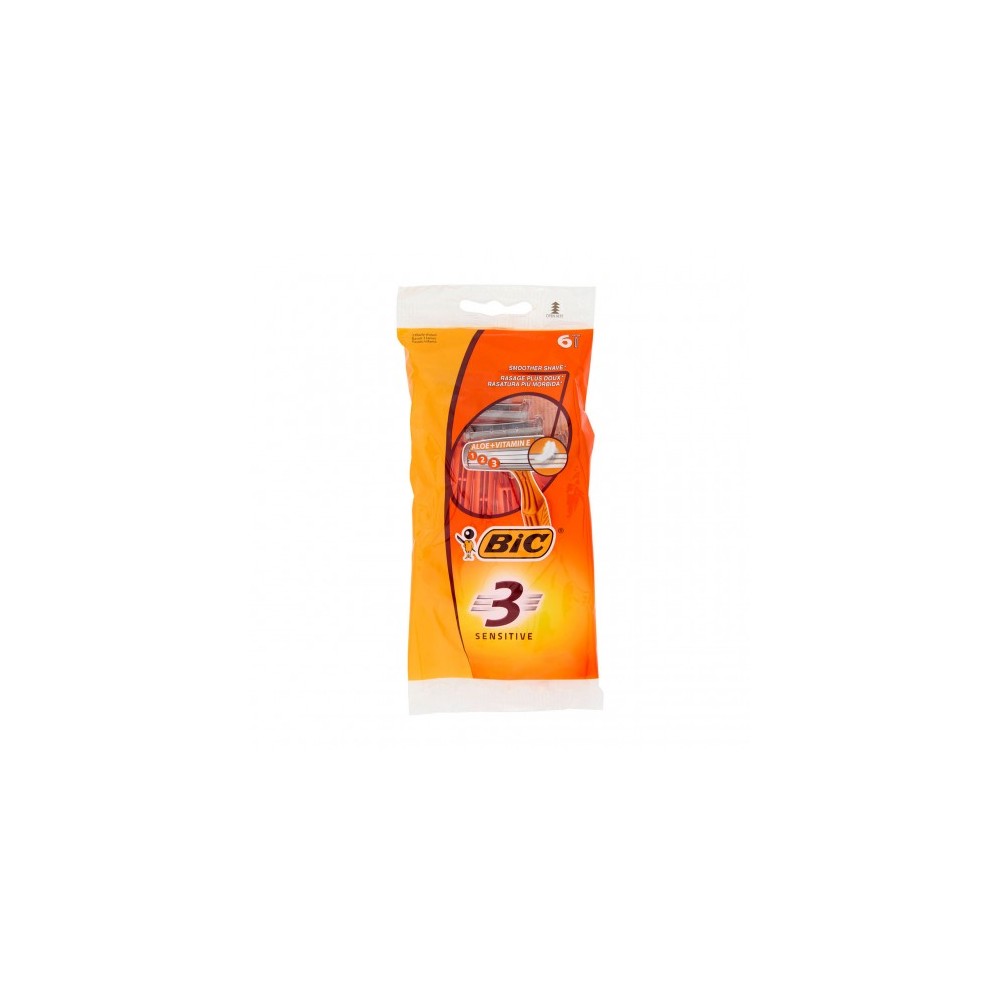 Bic 3 Sensitive - 6 Rasoi A 3 Lame Usa E Getta Da Uomo 