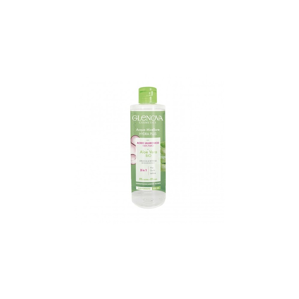 Glenova Hydra Plus - Acqua Micellare Con Acido Ialuronico E Aloe Vera Bio 400 Ml 