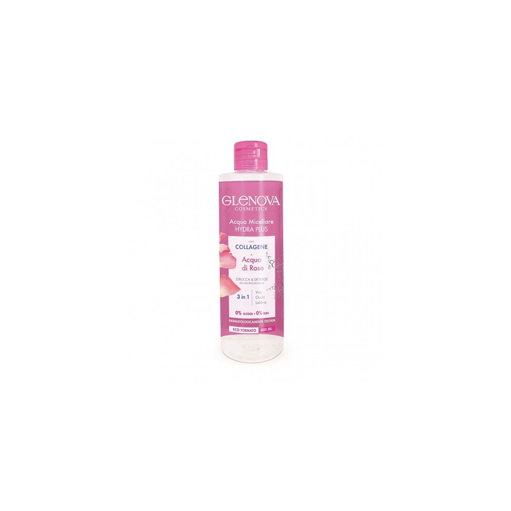 Glenova Acqua Micellare Hydra Plus - Struccante Detergente Con Collagene E Acqua Di Rose 400 Ml 