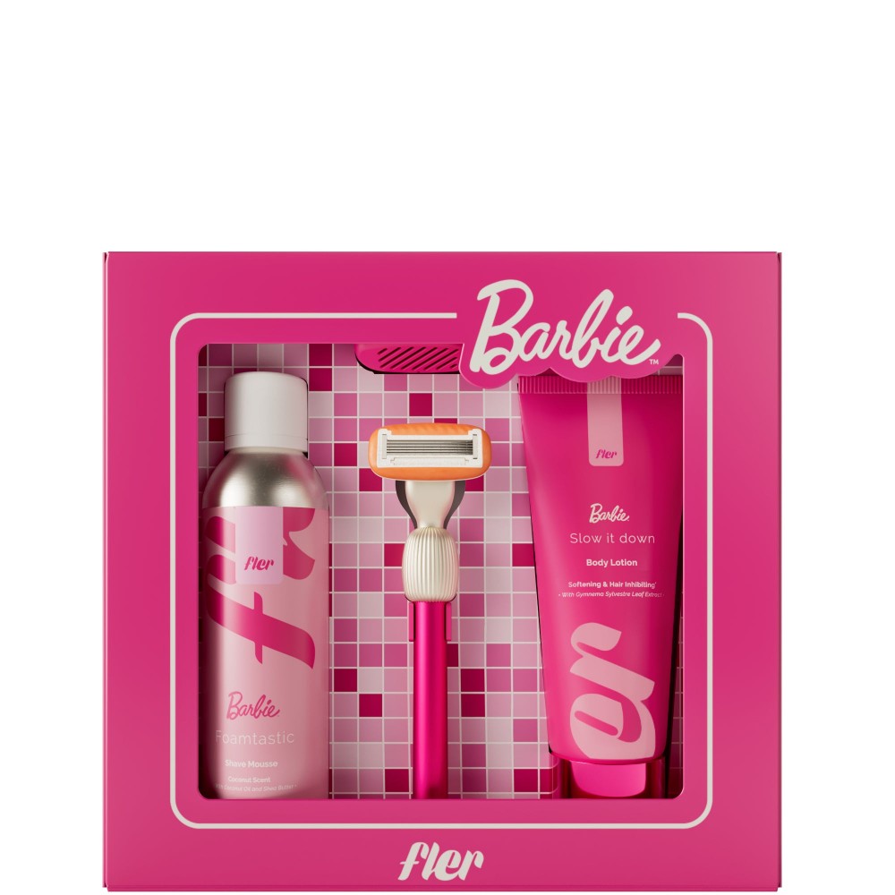 Fler Cofanetto Barbie That Pink Set - Rasoio + Mousse per depilazione 200 ml + Lozione corpo 200 ml 